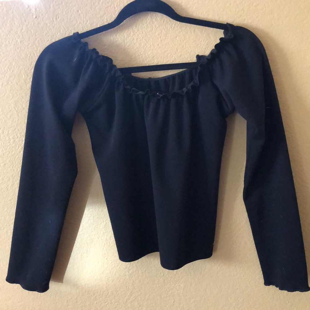 Ruffled Black Crop Top